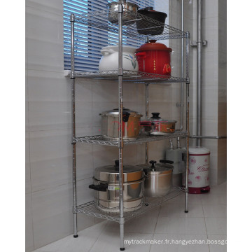 Hot Sale DIY Chrome Metal Wire Cuisine Stockage Pan Organizer Rack Shelf